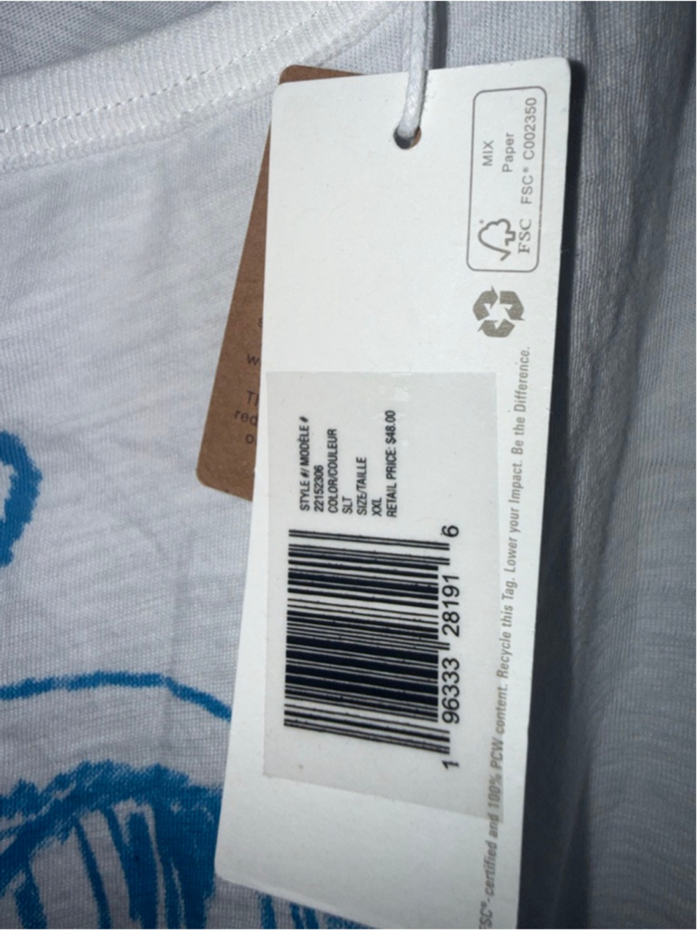 Women's Outerknown White & Blue Graphic Tank Top XXL - Picture 6 of 6